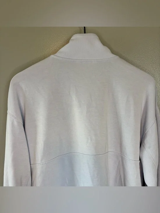 Athleta Medium Seasoft Rib Quarter Zip Popover Sweater Light Blue Cinch Waist - Picture 5 of 6